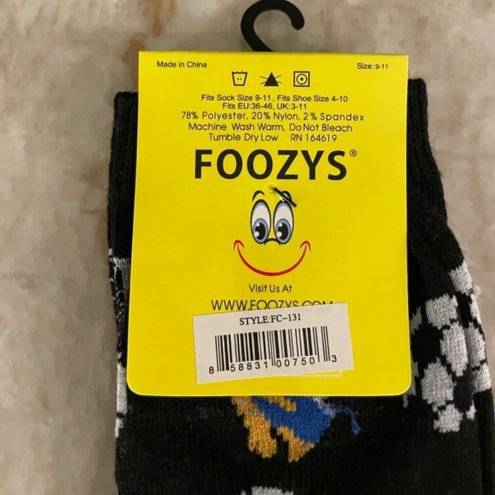 Foozys‎ Women's Crew Socks: Soccer; Black; Women's Size 9-11
